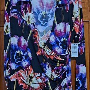 NWT INC Floral Drape Blouse 1X | $59 MSRP
